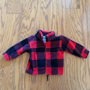 Brand new NWT Baby boy Columbia Red and Black Plaid Fleece Jacket 12M months